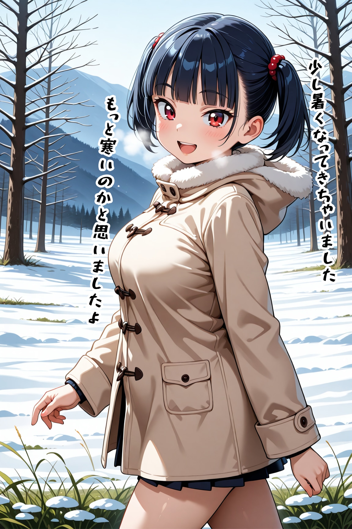 後輩と旅行 雪原を散歩 | の人気AIイラスト・グラビア