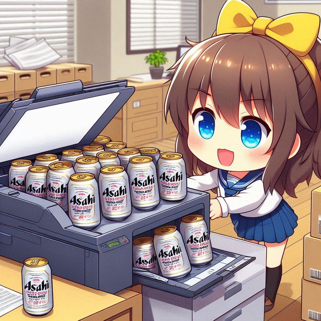 ビール缶のコピーを取る小さな女の子 | の人気AIイラスト・グラビア