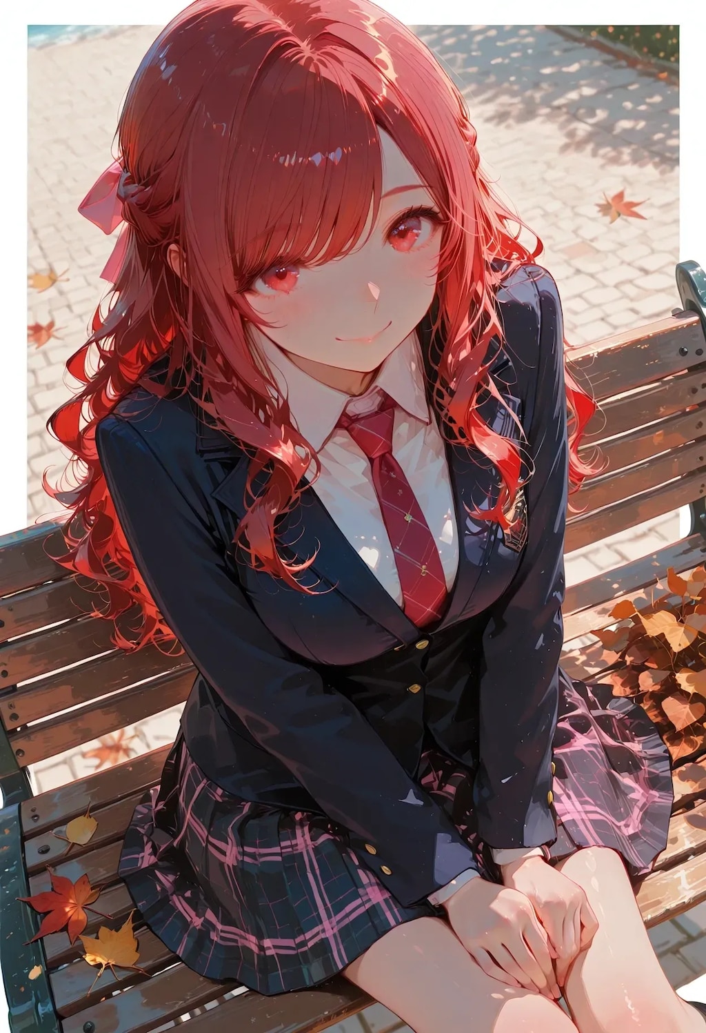 色付く紅葉と赤河ミオちゃん