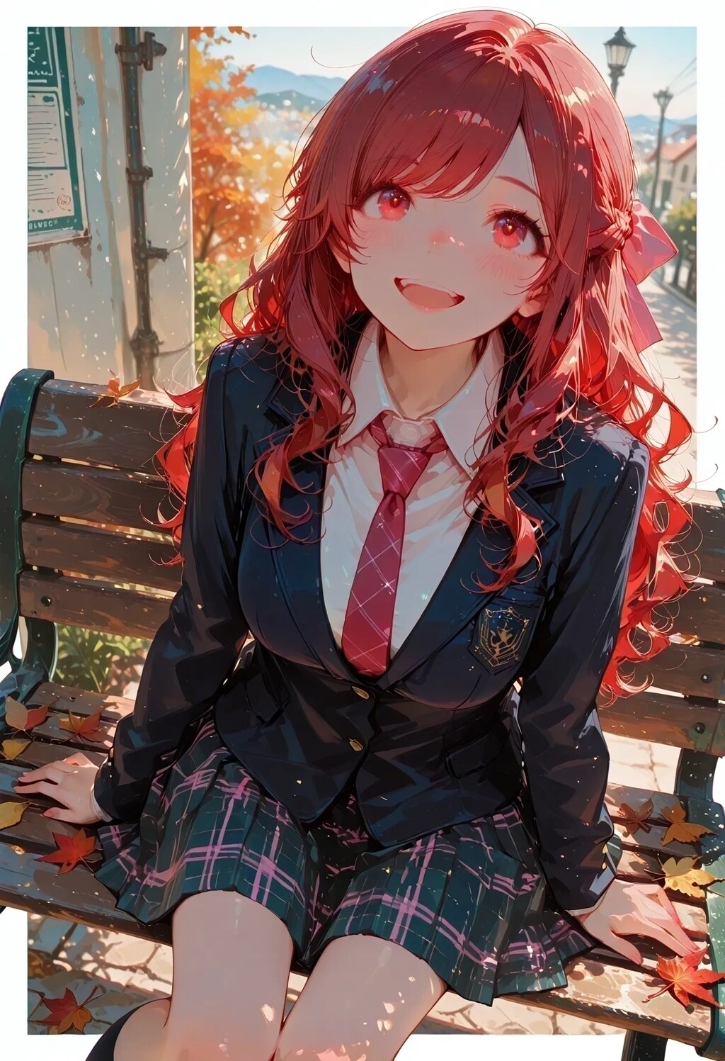 色付く紅葉と赤河ミオちゃん