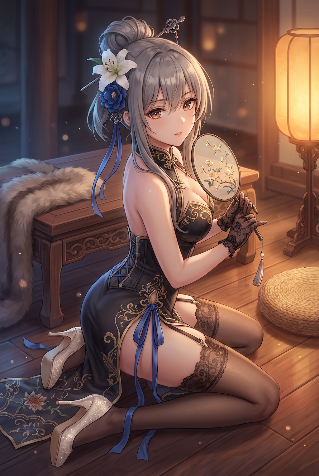 燈影絹扇