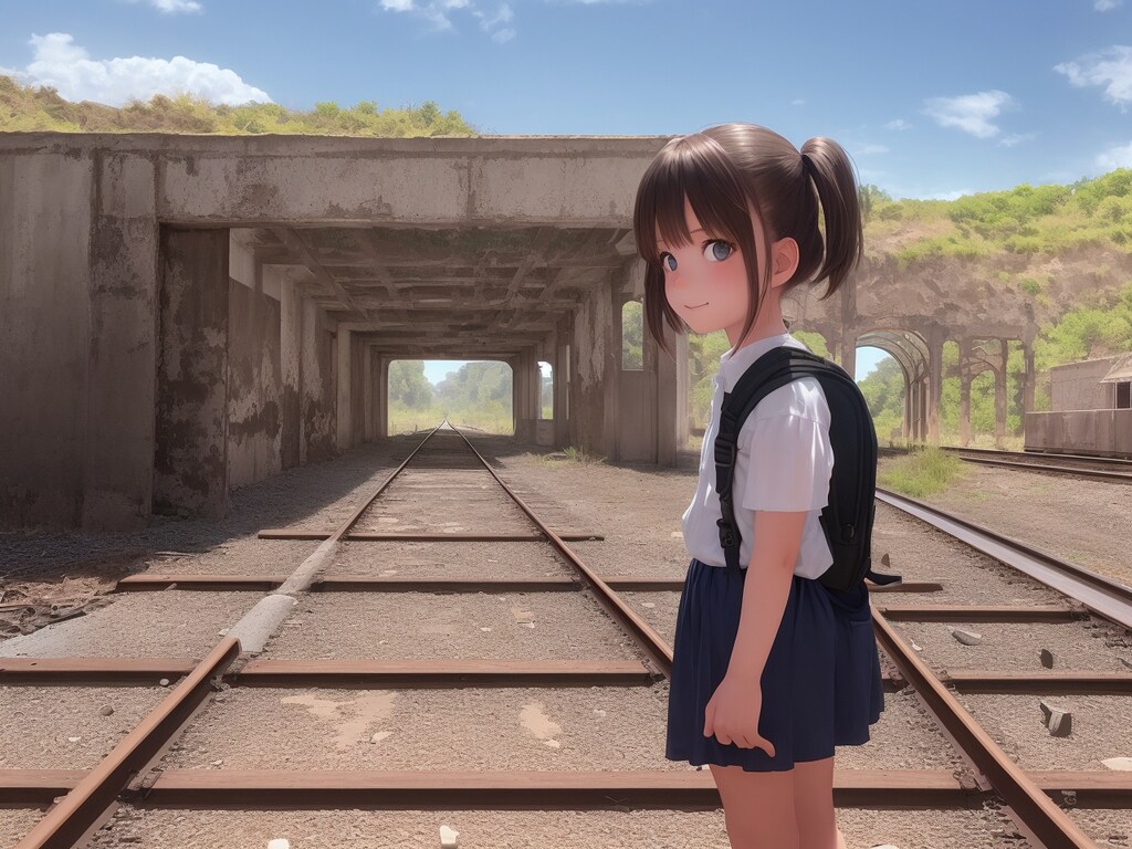 廃鉄道をピクニック気分で旅する少女2