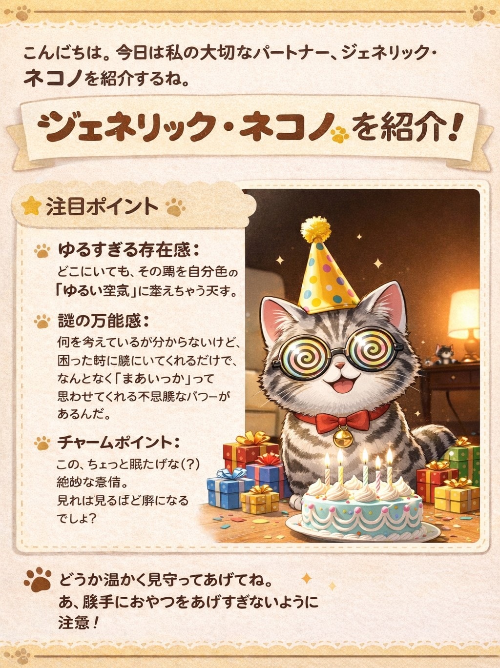 【他己紹介】ジェネリック・ネコノちゃん | の人気AIイラスト・グラビア