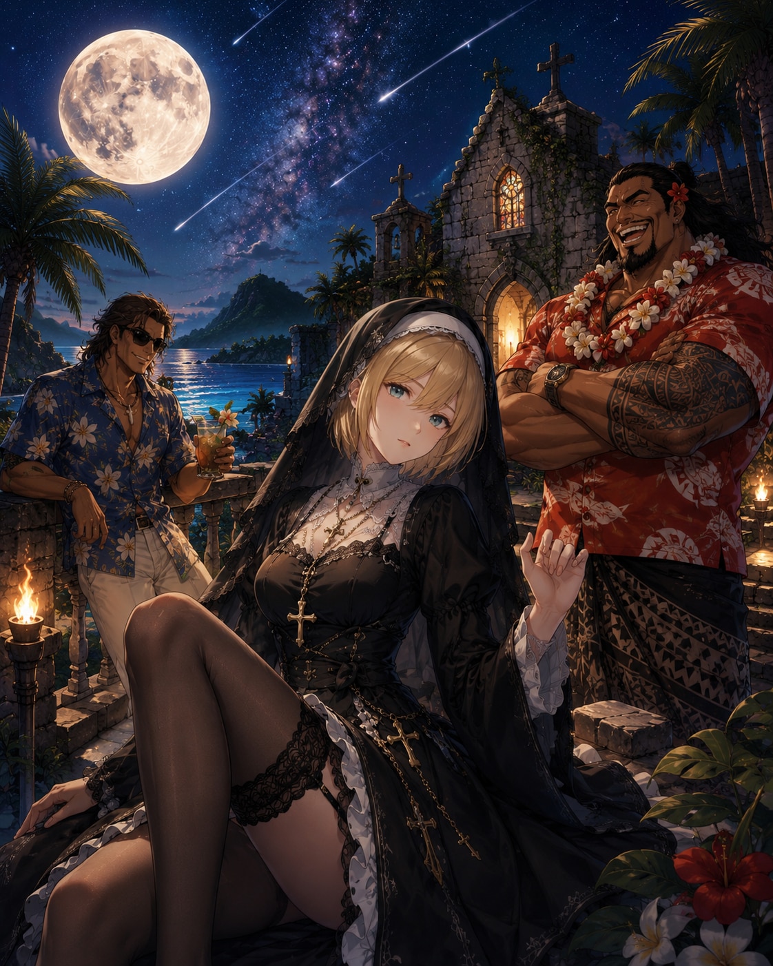 南洋の月夜にて