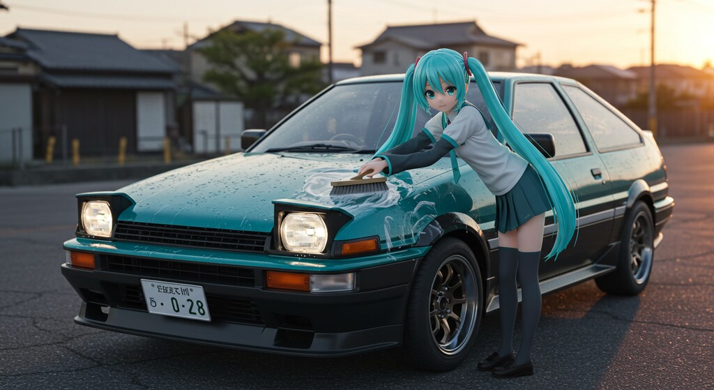初音ミクAE86を洗う