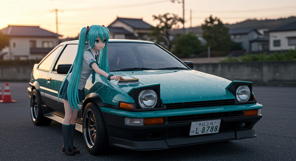 初音ミクAE86を洗う