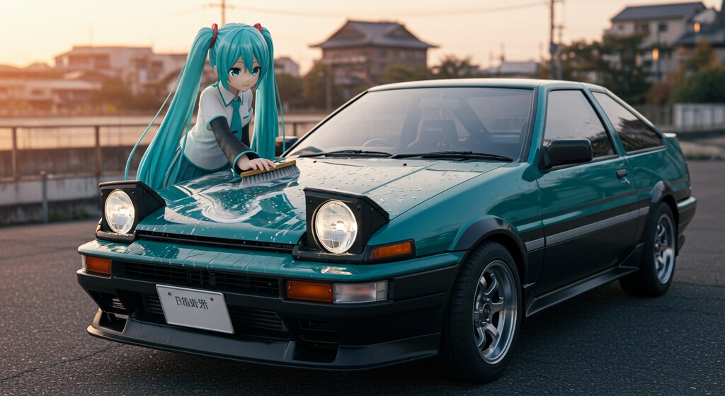 初音ミクAE86を洗う