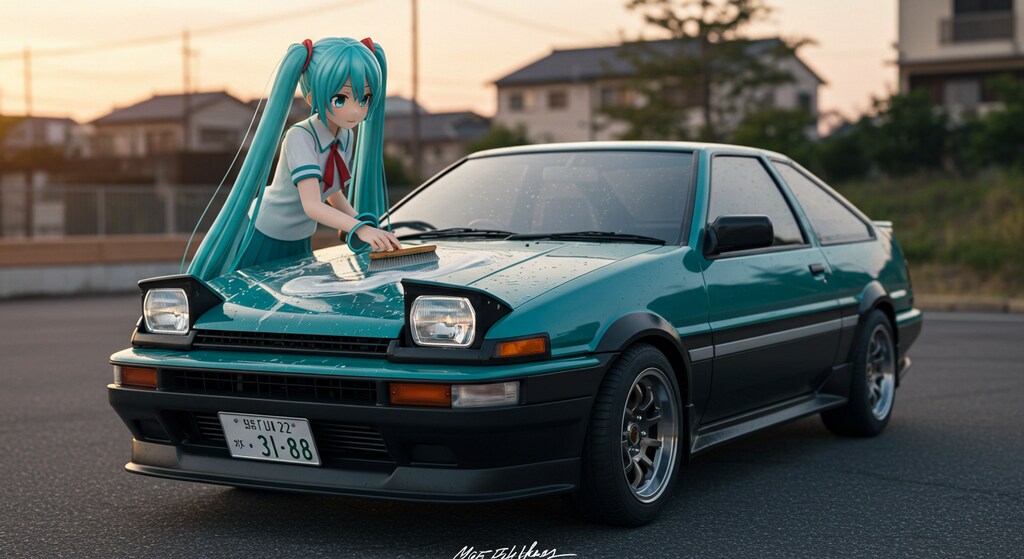 初音ミクAE86を洗う