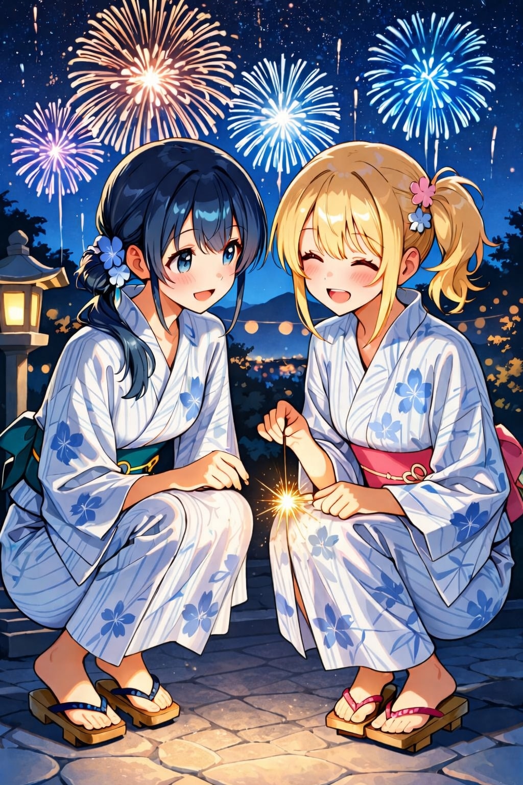 打ち上げ花火と線香花火