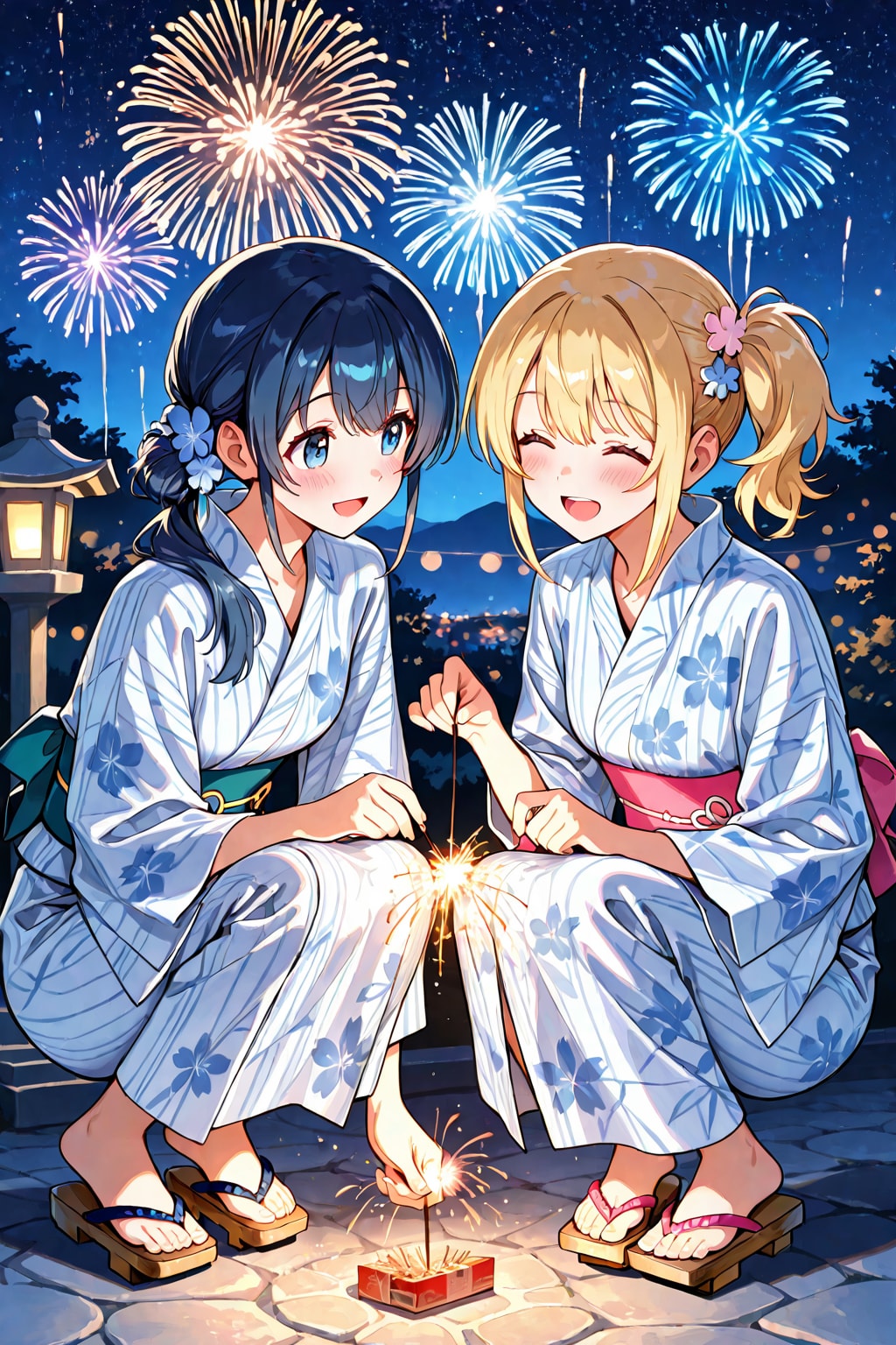 打ち上げ花火と線香花火