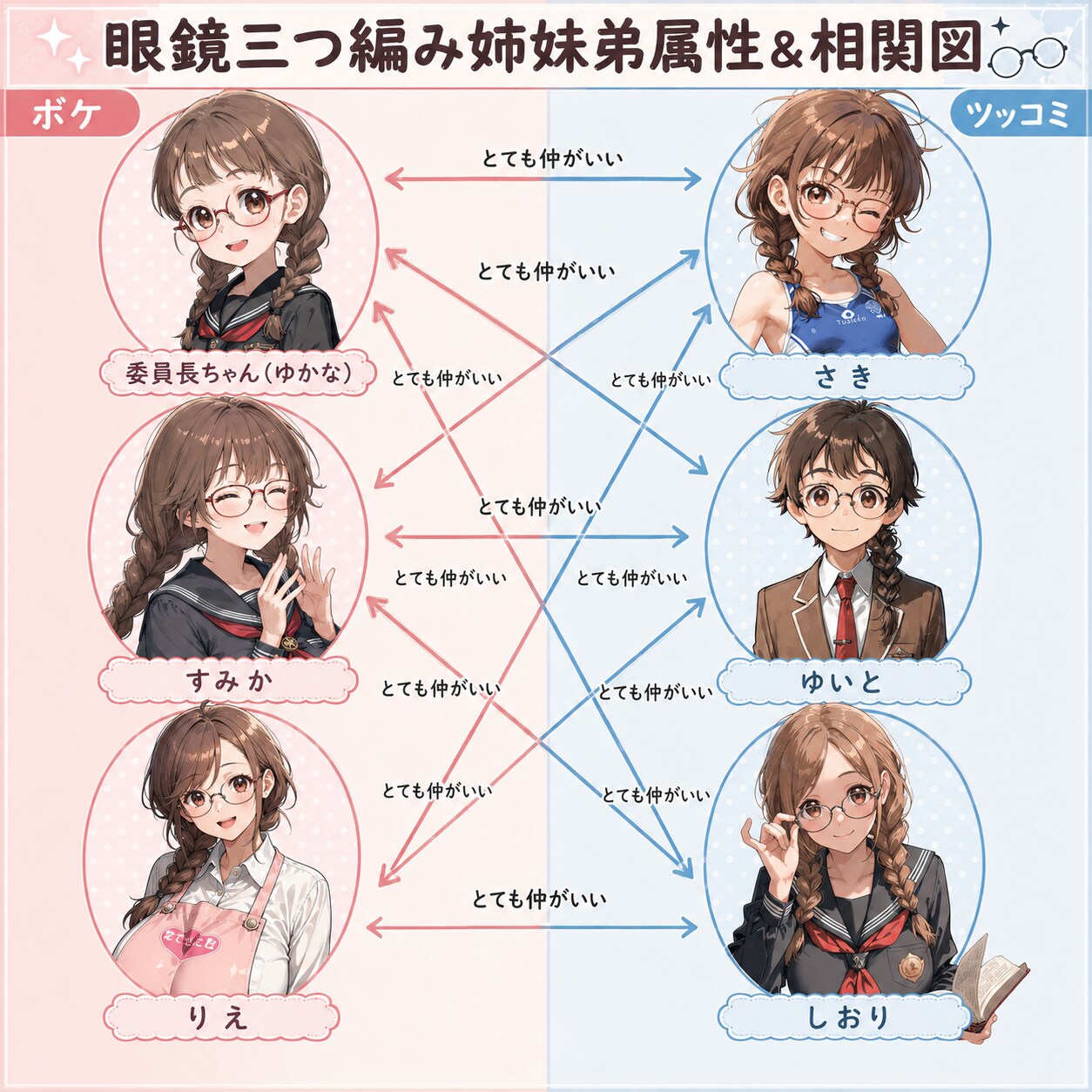 眼鏡三つ編み姉妹弟属性・相関図
