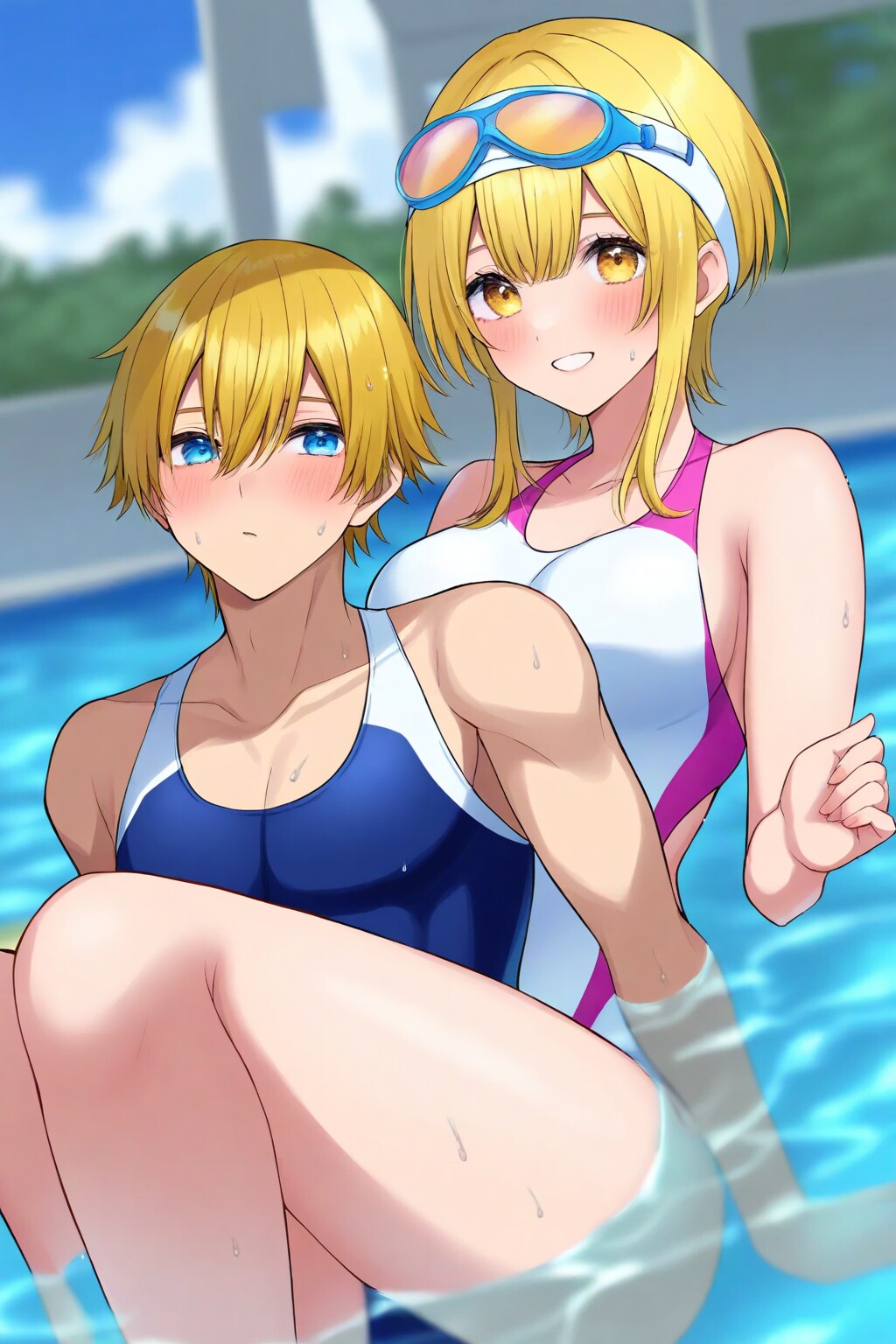プールでイチャつく変態カップル(鏡音レン&天王はるか)