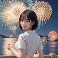 打ち上げ花火、制服で見るか？ビキニで見るか？ 2枚目