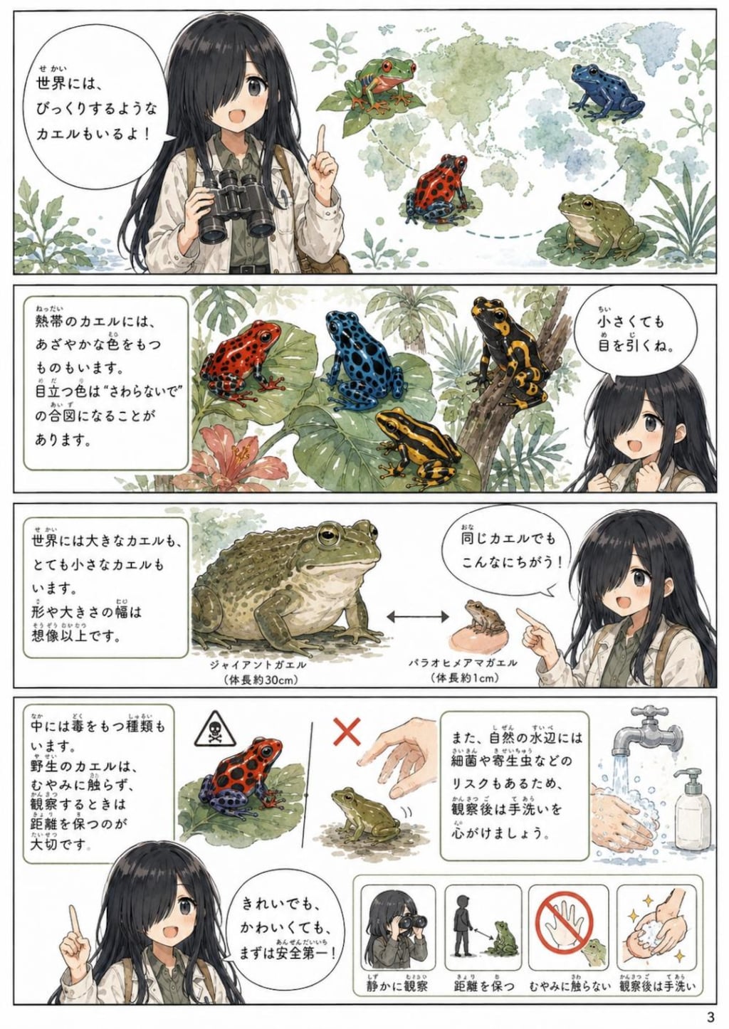 メカクレ娘の世界のカエル学習漫画