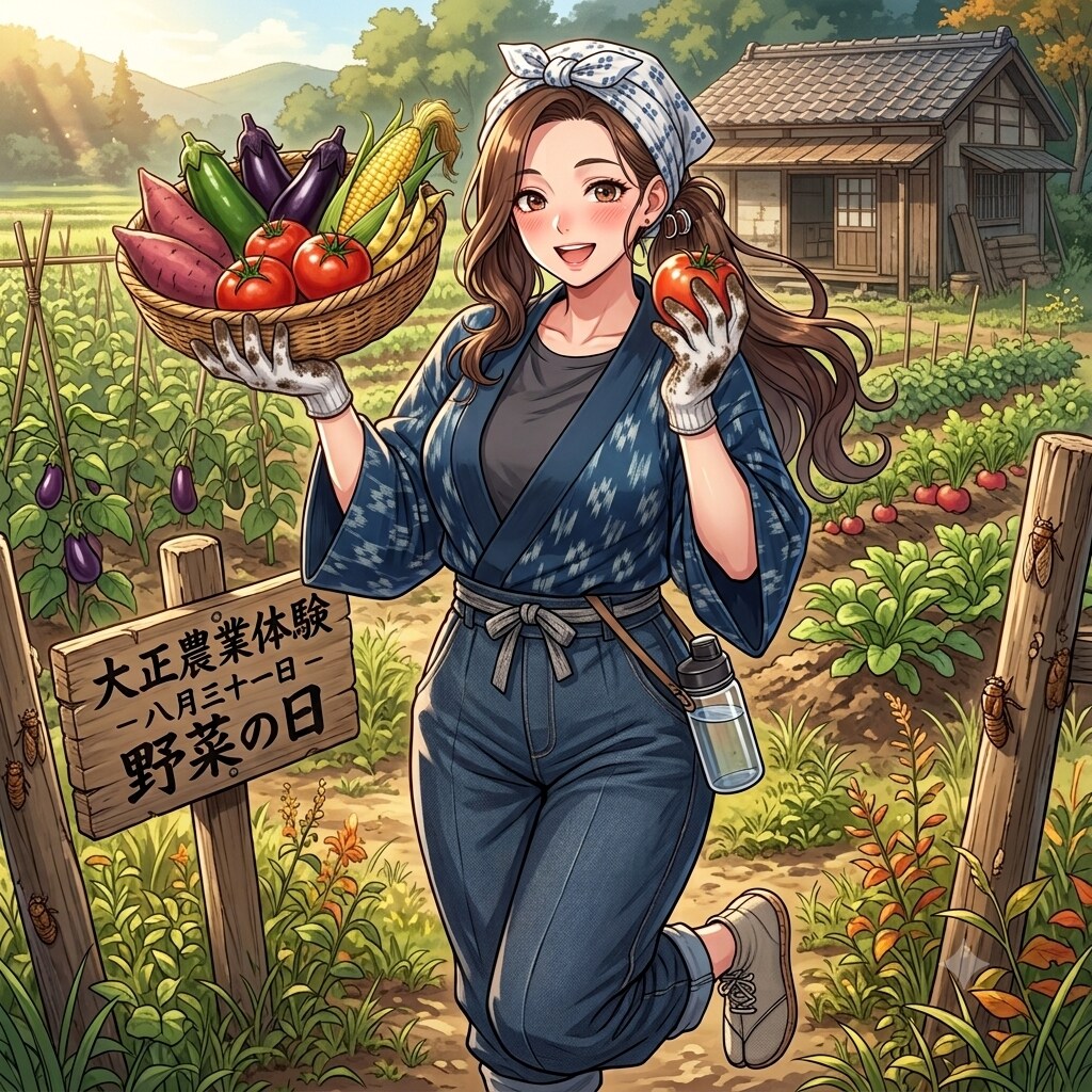 椎菜ちゃんの野菜収穫体験 | の人気AIイラスト・グラビア