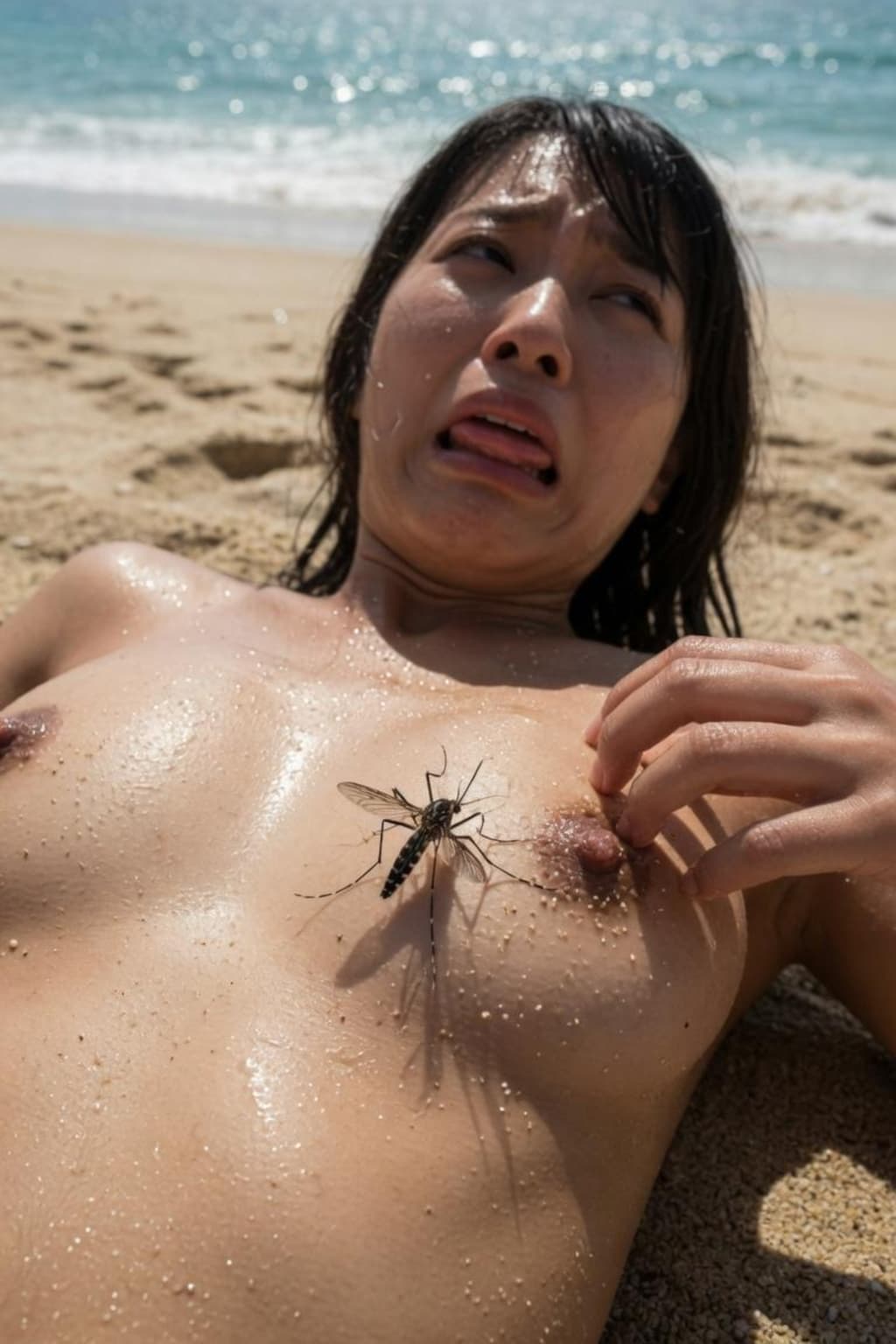 海で蚊に刺された！