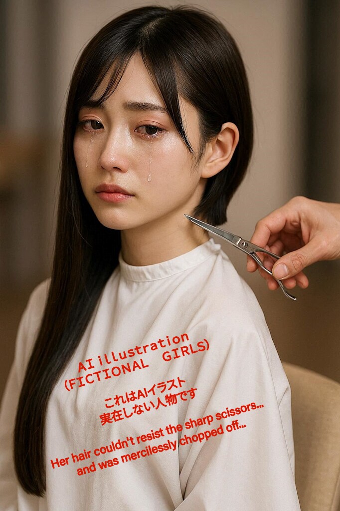 “初めてのバッサリ”容赦ない鋏裁きが、美少女のロングヘアを切り落とす
