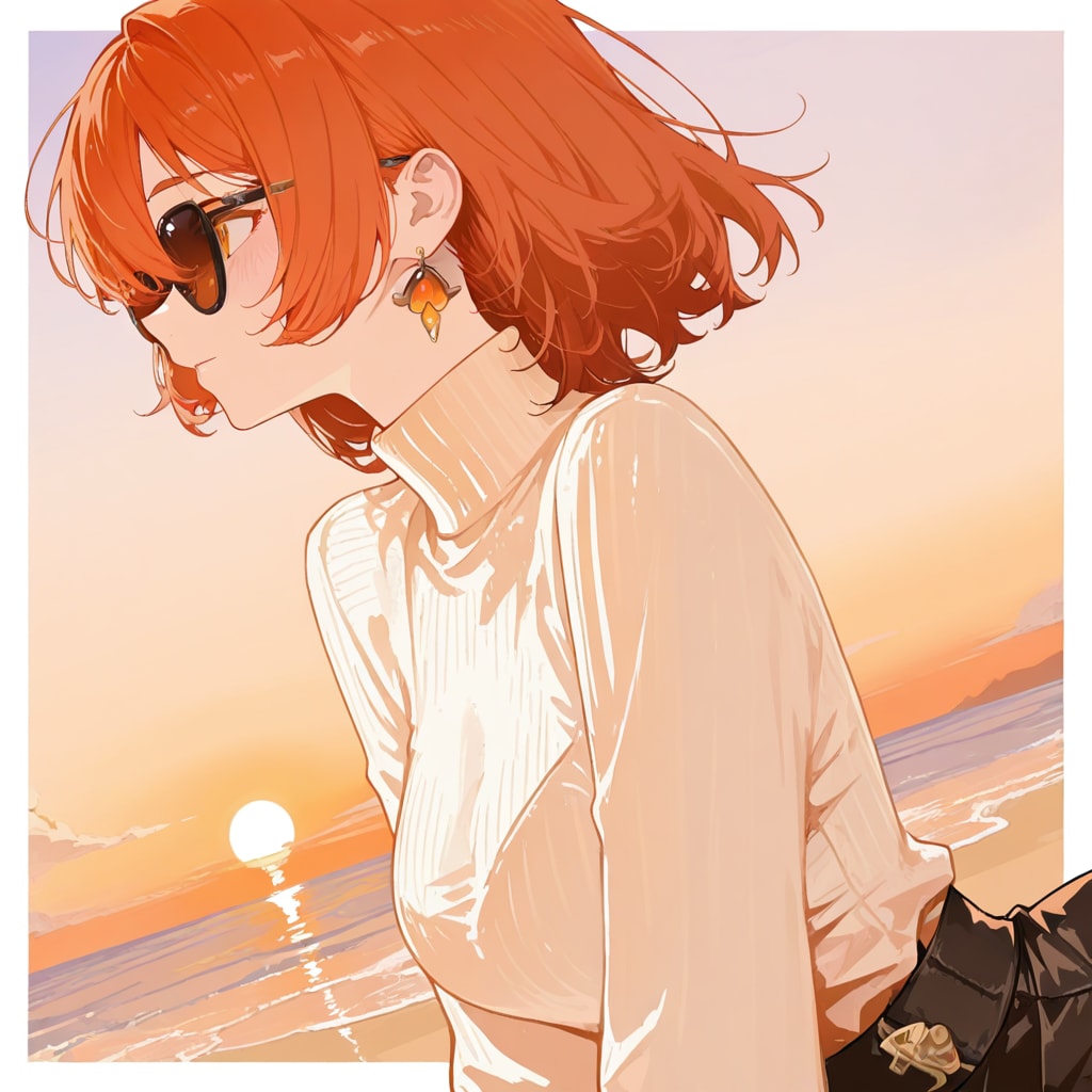 APRICOTちゃんと夕日