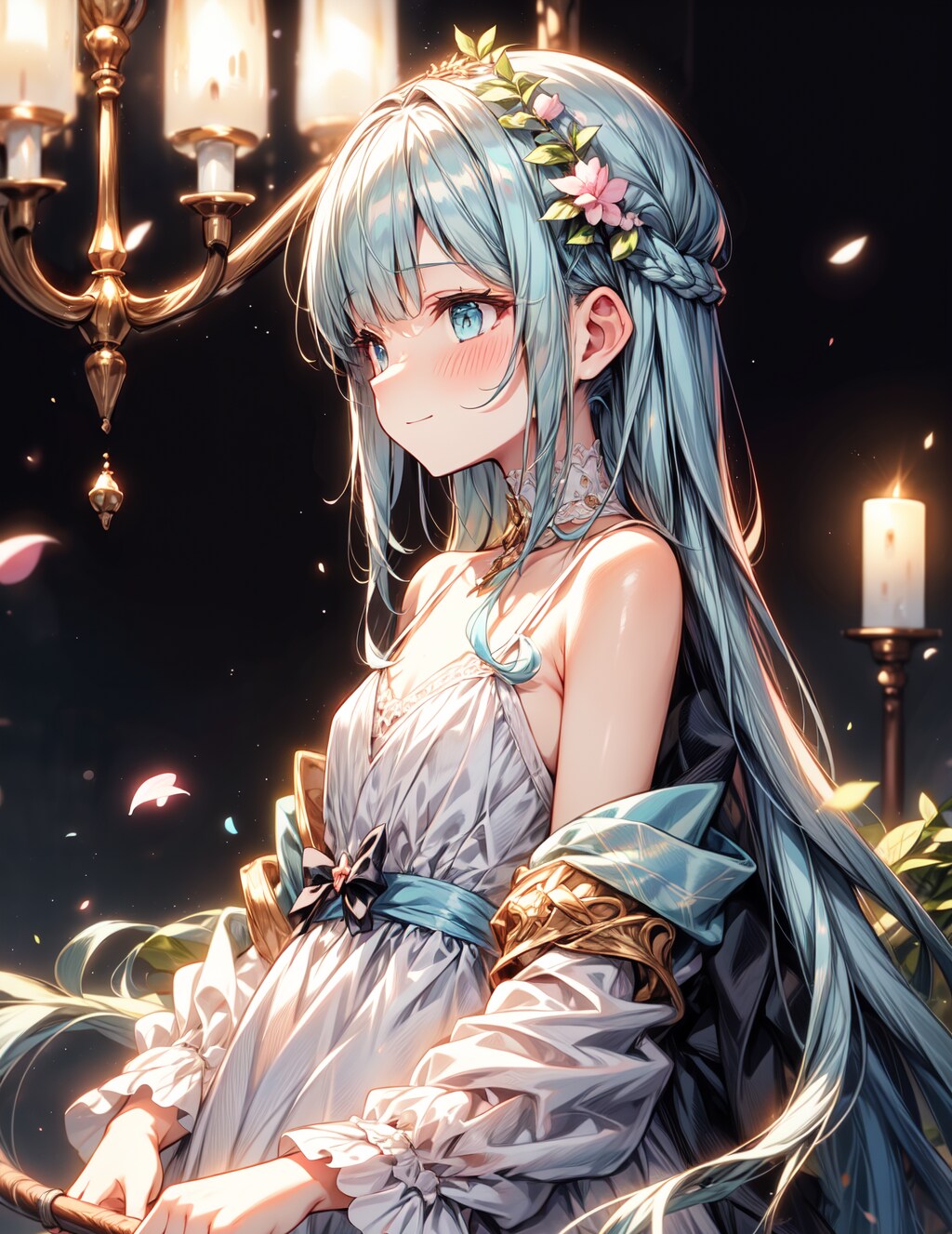 キャンドルで照らされた頬