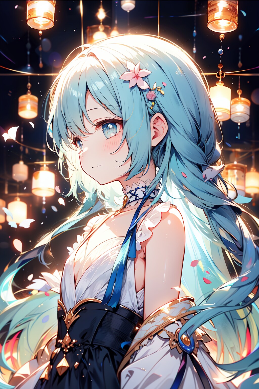 キャンドルで照らされた頬