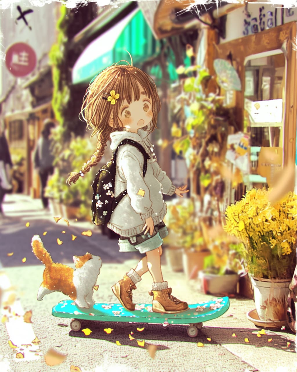 にゃんと楽しいスケボー散歩