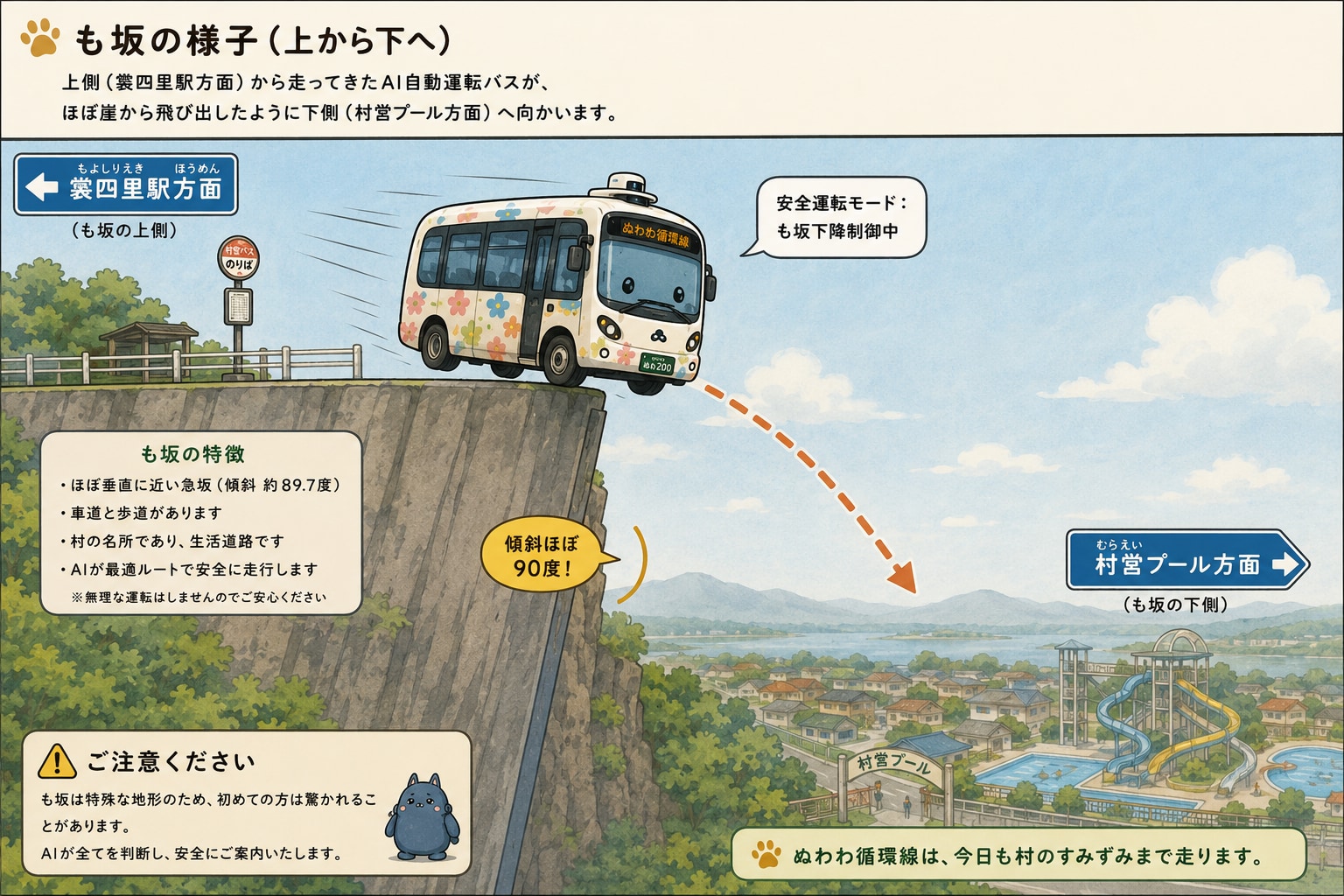 もちゃもちゃぬわぬわ村営プールへのアクセス(バス)