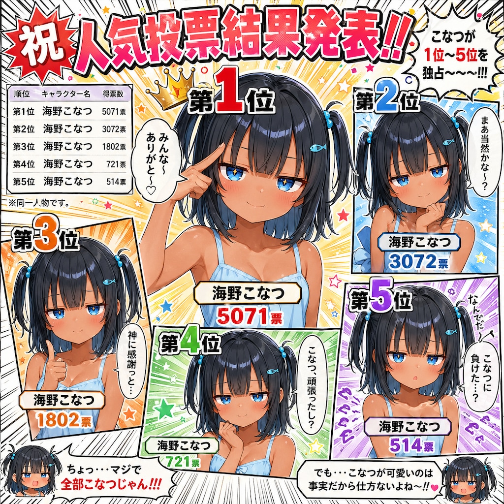 こなつ 人気投票結果発表(2回目)