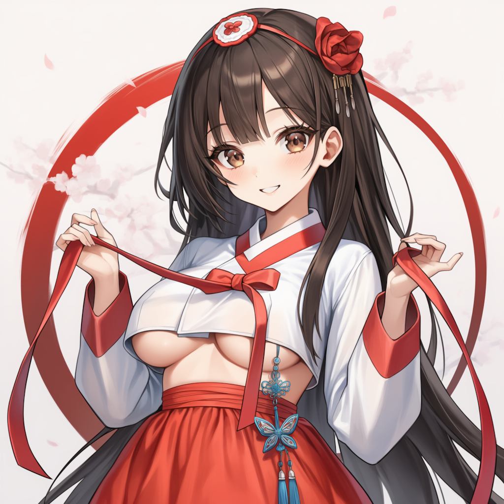 韓服ちゃん　下乳衣装になる