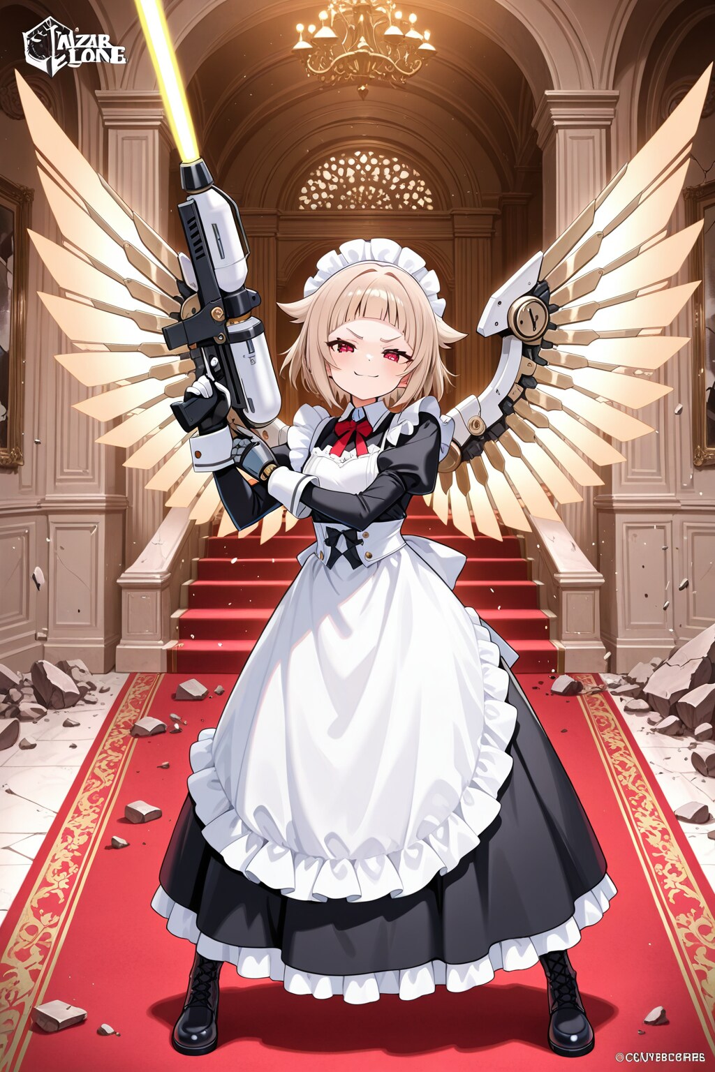ハイテク武器で戦うメイドさん | の人気AIイラスト・グラビア