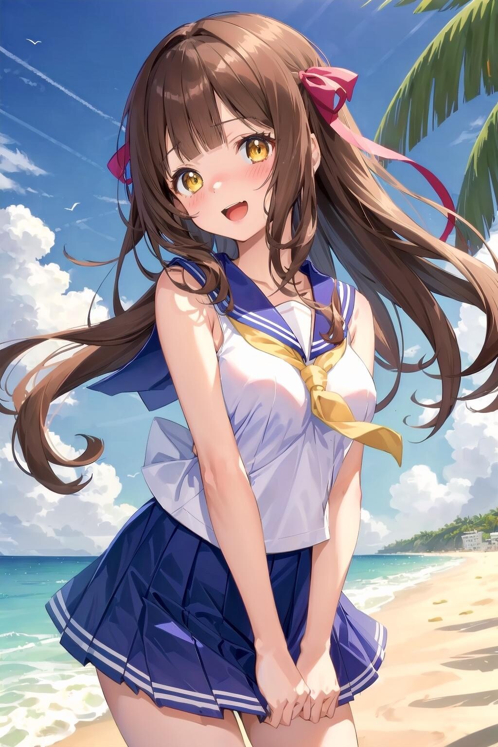 茶髪ちゃんと海デート