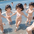 [12枚]【R15違反・ロリ版】「うちの田舎は寂れた漁村で遊びといえば海水浴だけ。誰も気にしないから下着で飛び込んで、あとで親に怒られるのよw」（水と少女・大人向け１４４の２） 9枚目