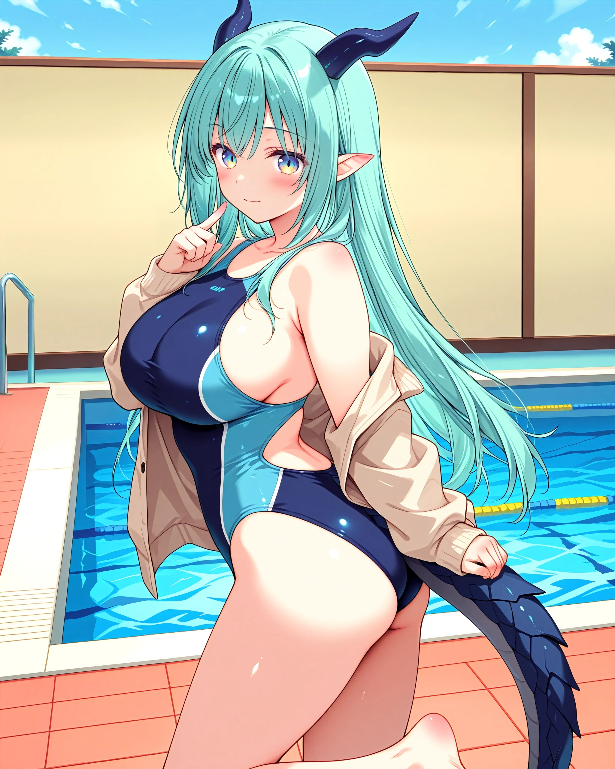 プールサイドで　竜娘さん（大人）