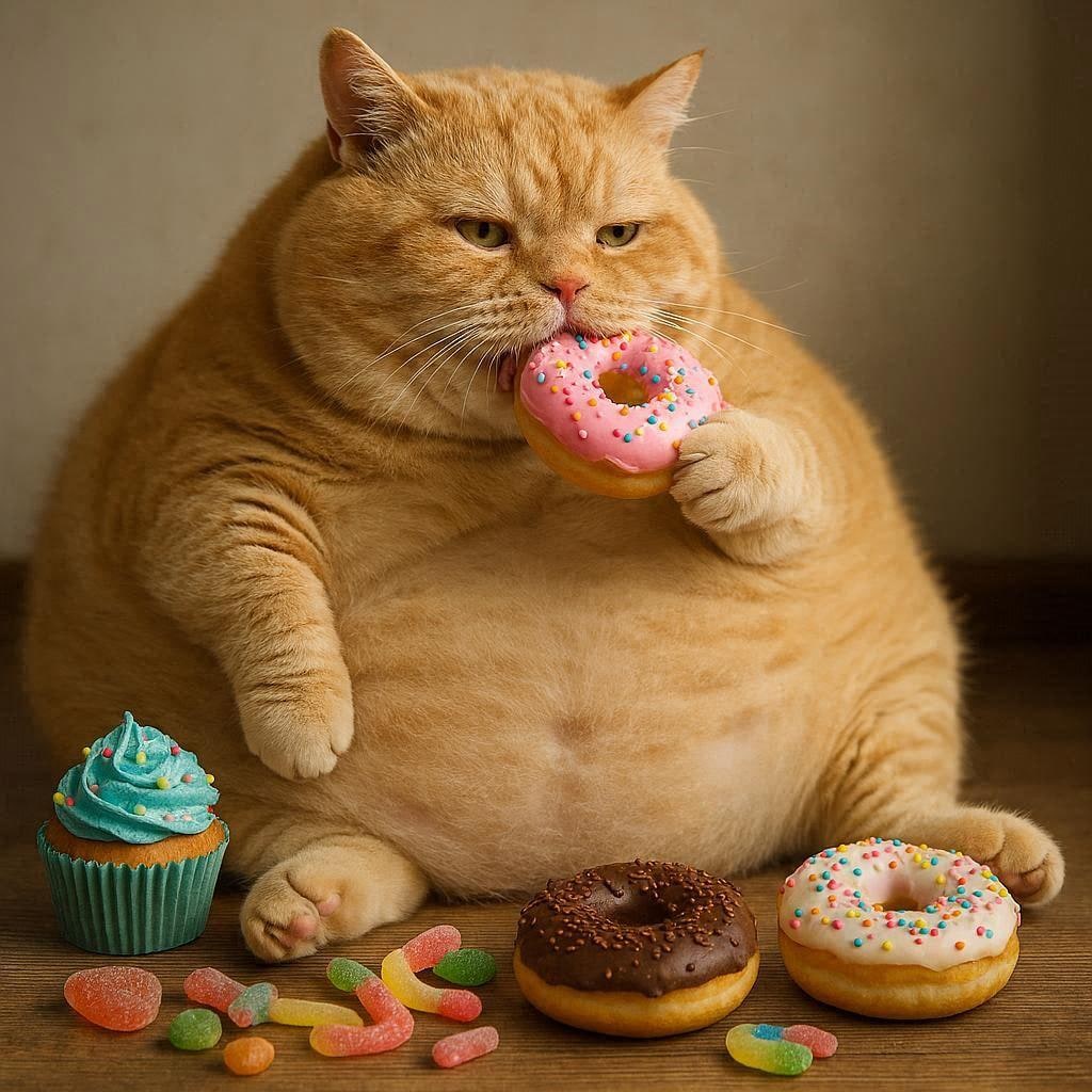 甘味を食べる猫