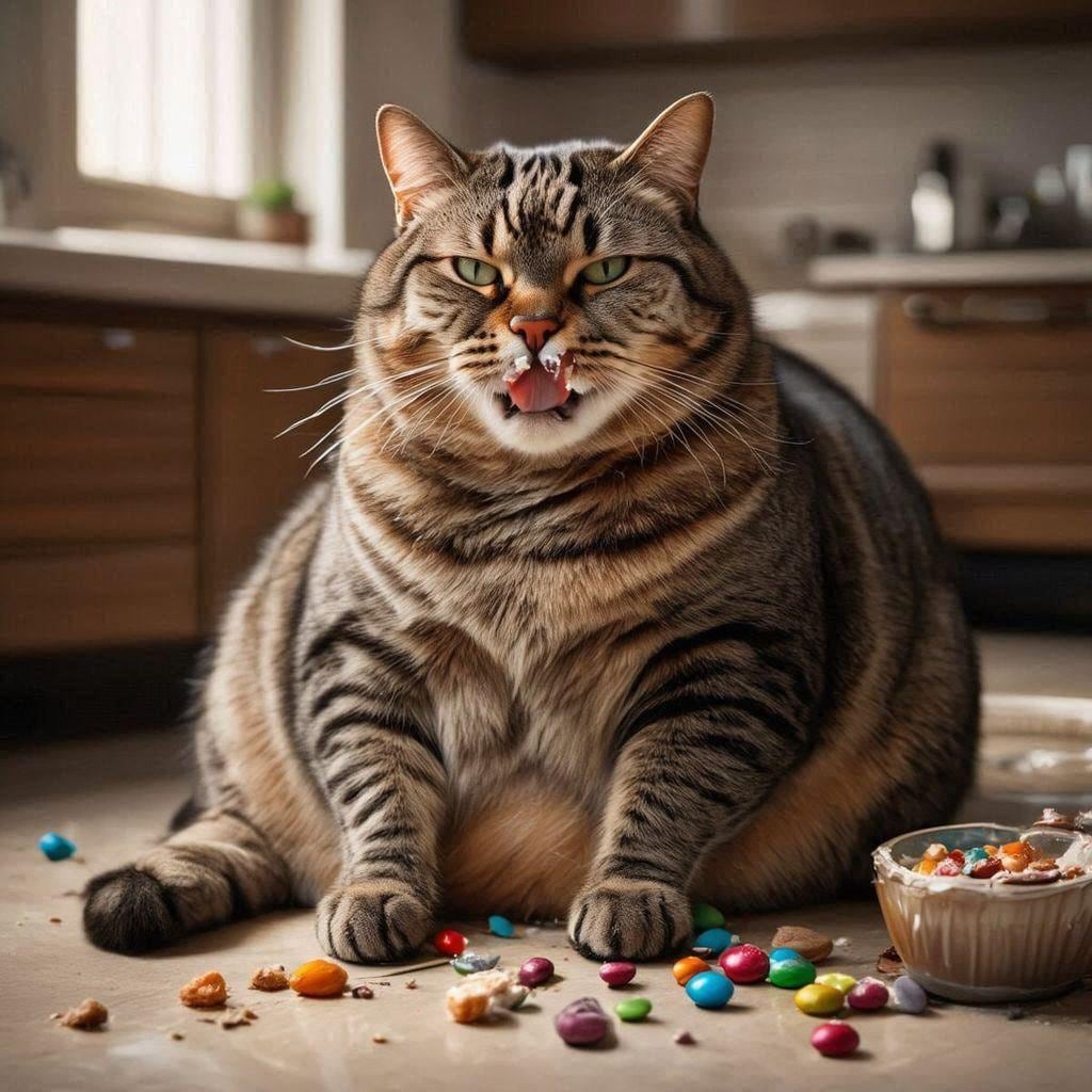 甘味を食べる猫