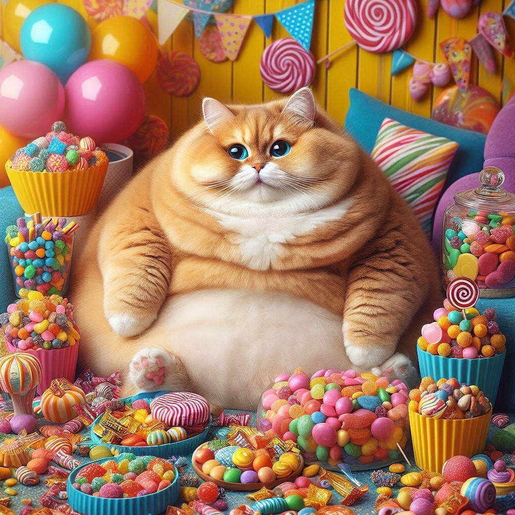 甘味を食べる猫