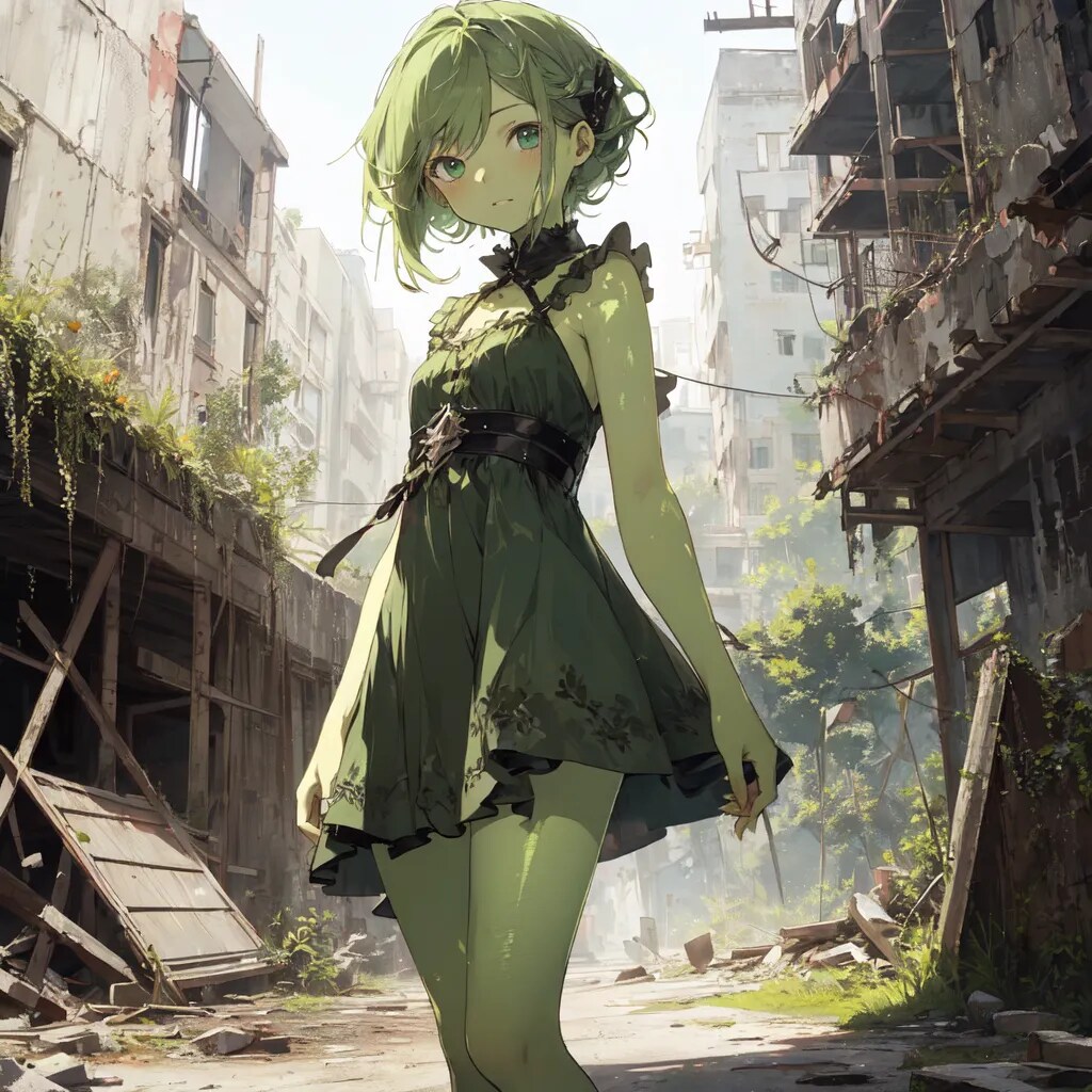 荒廃世界を歩くアルラウネ