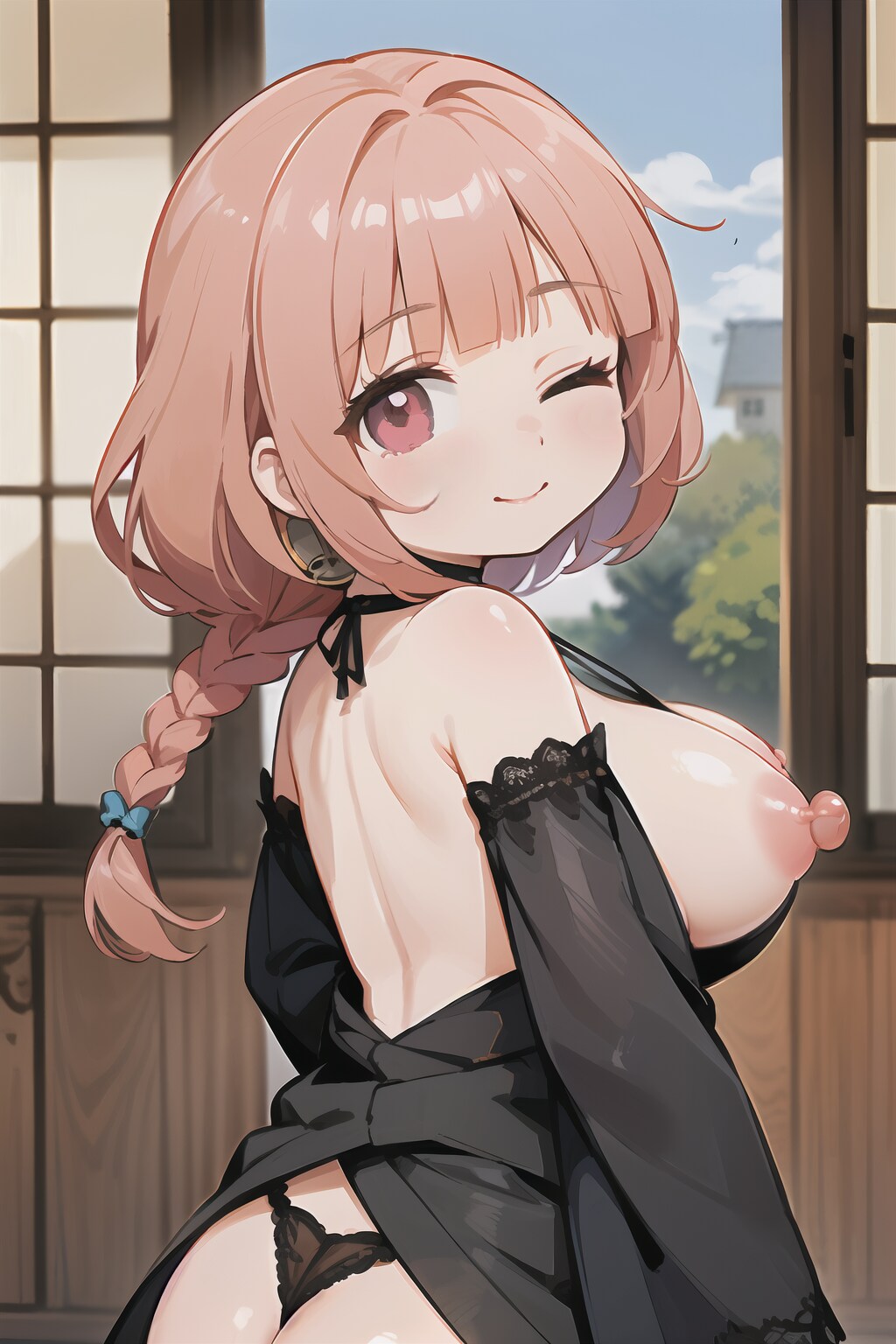 ピンク髪鈴付き娘がいろいろポロリ
