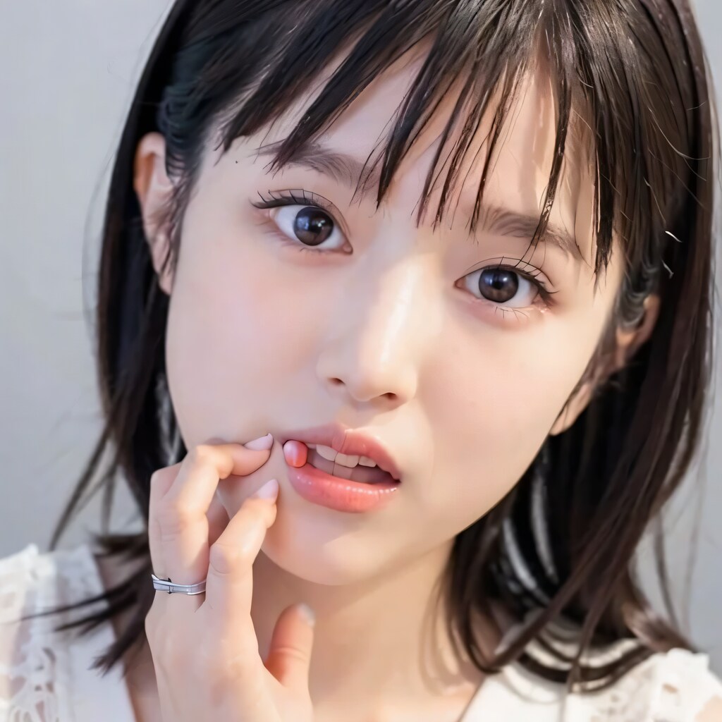 黒髪ロングの舌出し美女４３