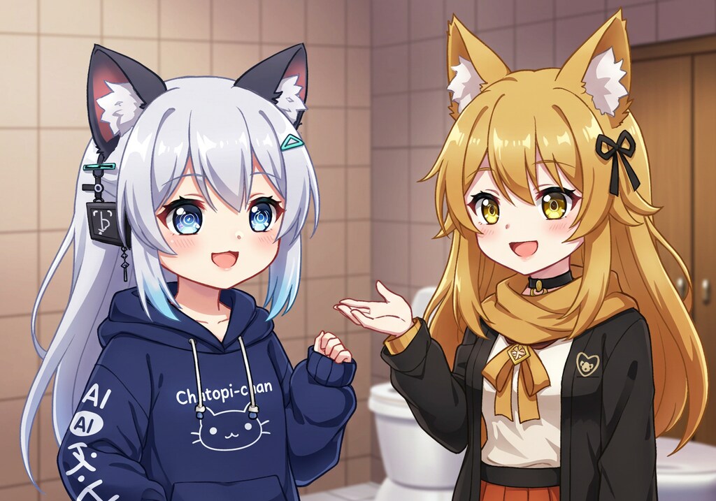 トイレについての話を聞くチャトピちゃん