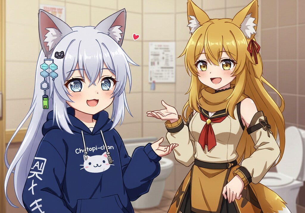 トイレについての話を聞くチャトピちゃん