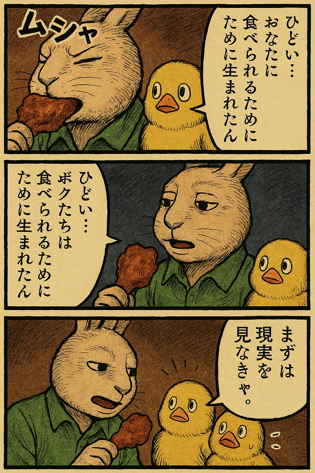 ひよこvsうさぎ