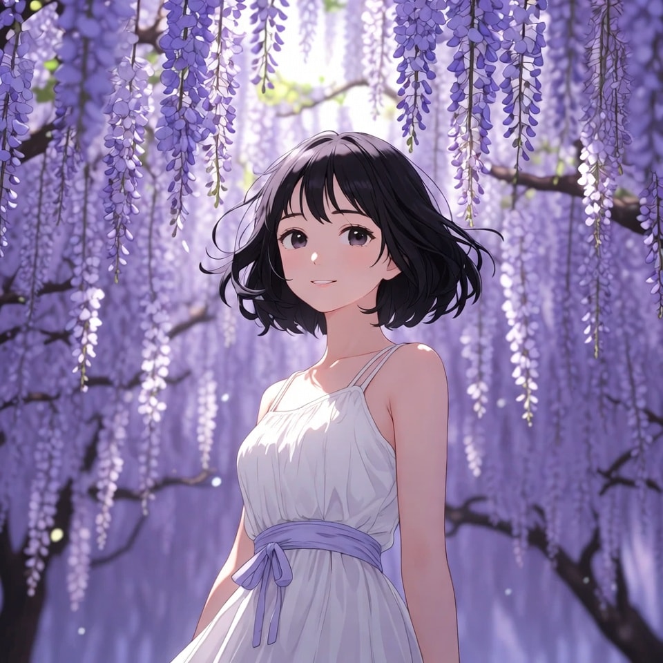 藤棚と少女 | の人気AIイラスト・グラビア