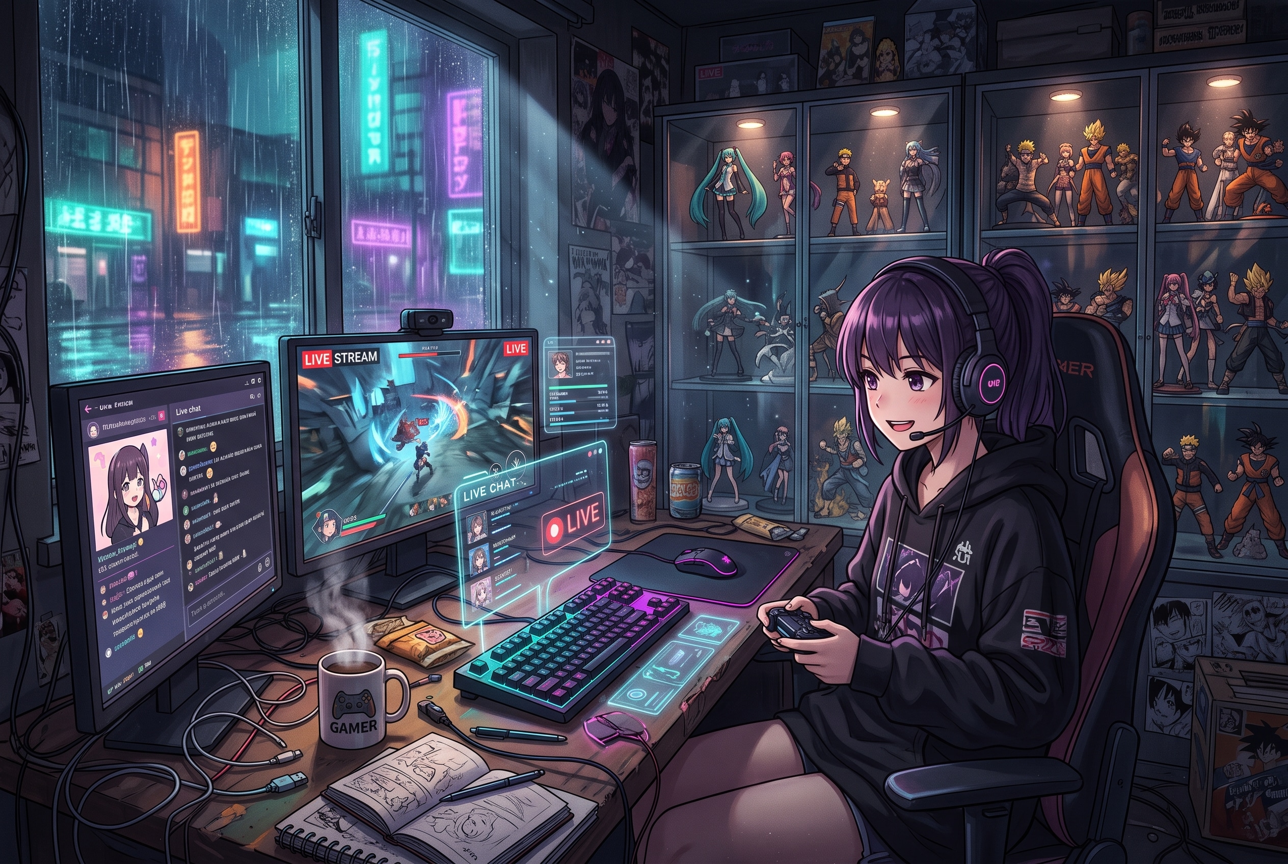 雨夜のネオンストリーム | の人気AIイラスト・グラビア
