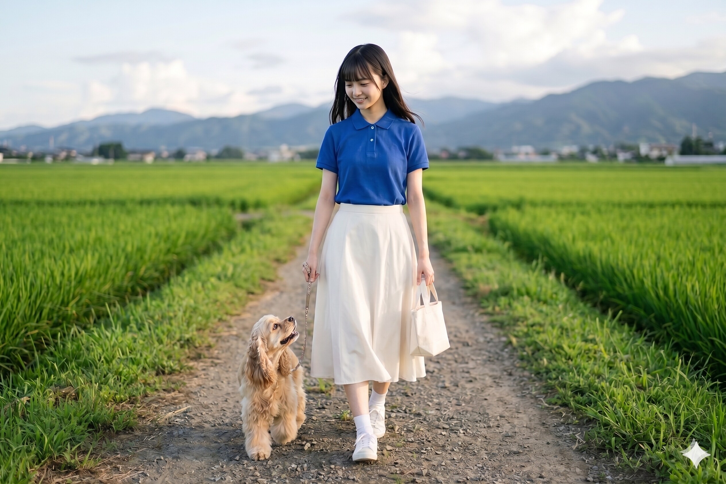 普通の美少女　朝のイヌの散歩