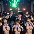 魔法学校の男子生徒による禁断のエロ魔法「ここにいる全ての女子生徒の服を切り裂き、動きを止めよ」 4枚目