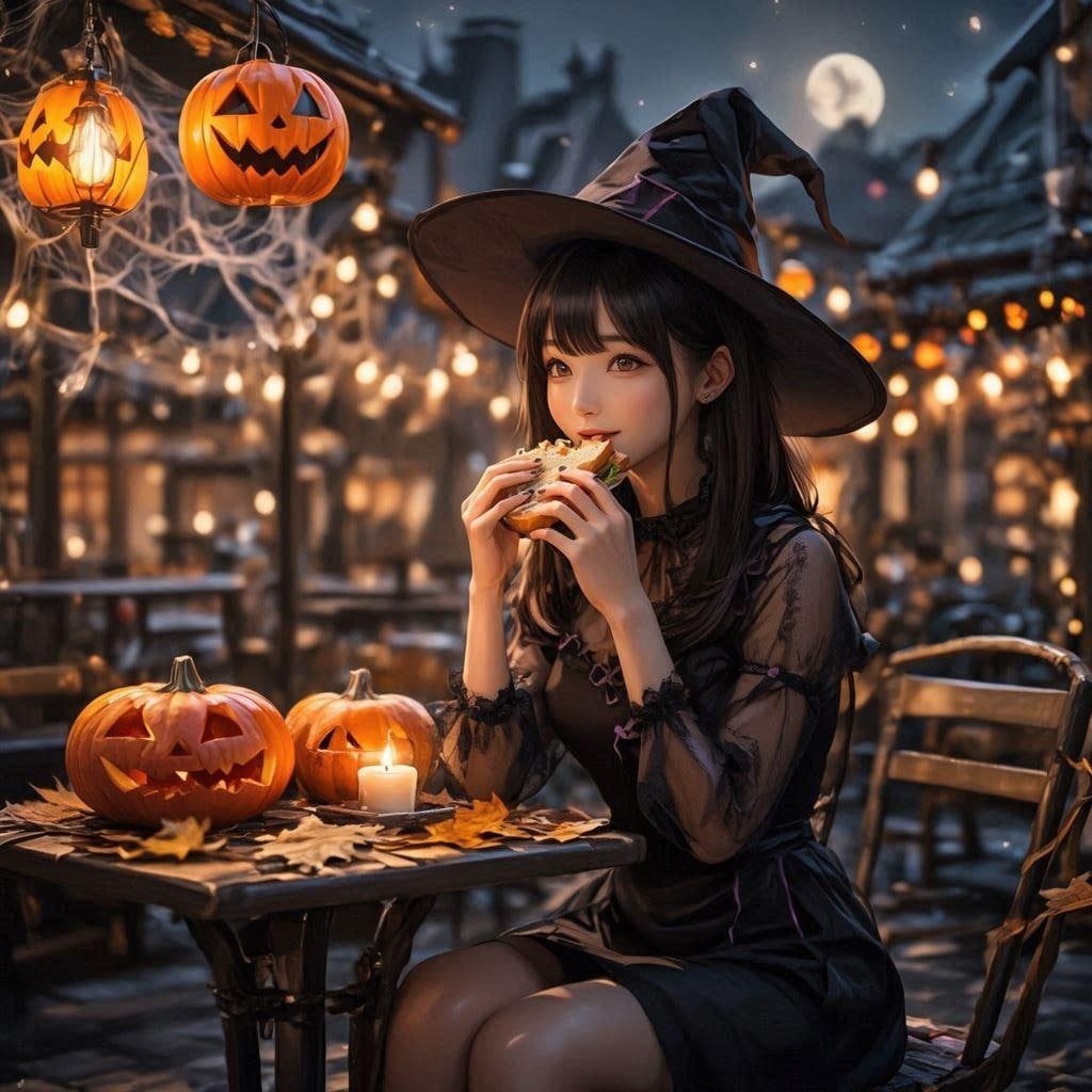 サンドウィッチを食べる魔法使い