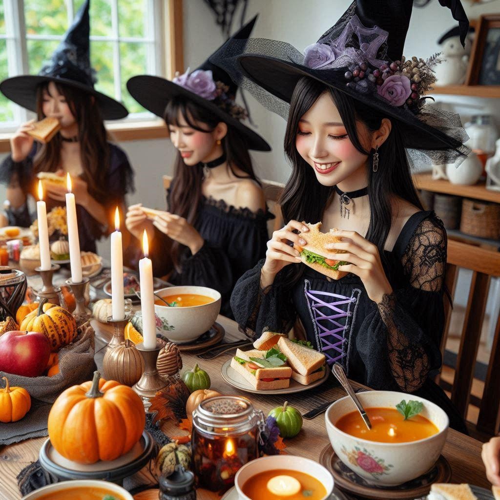 サンドウィッチを食べる魔法使い