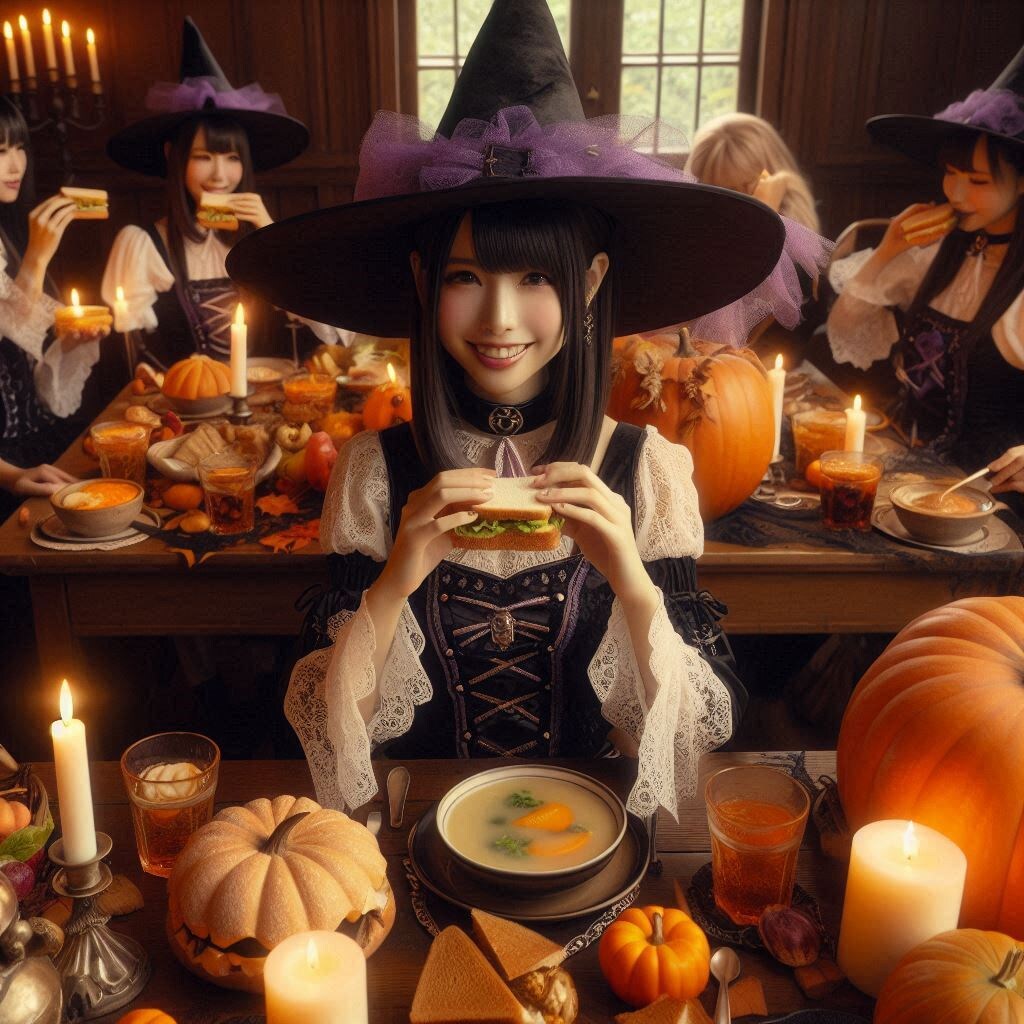 サンドウィッチを食べる魔法使い