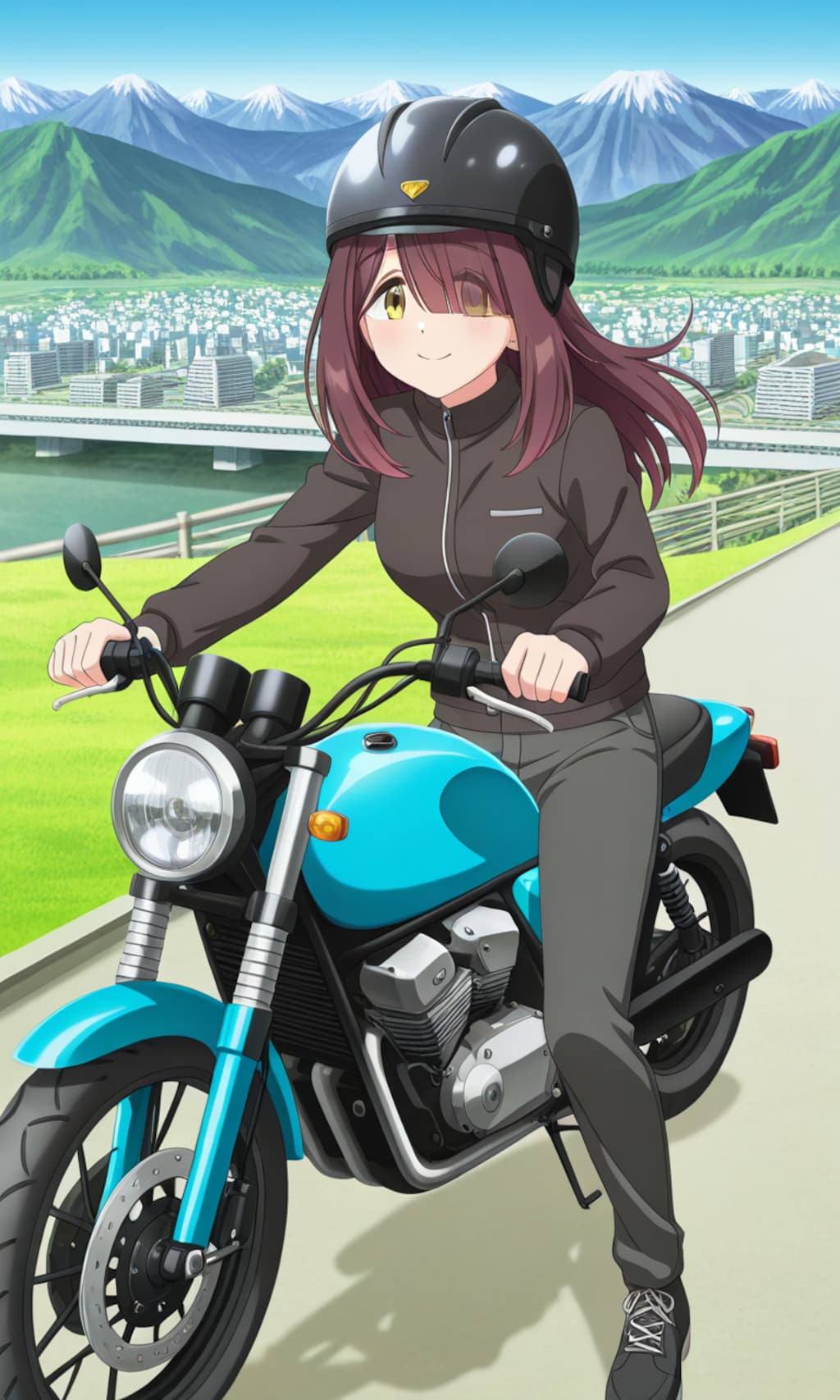 バイクに乗る土岐綾乃🏍️❤️