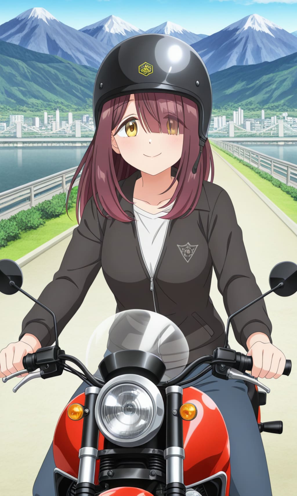 バイクに乗る土岐綾乃🏍️❤️